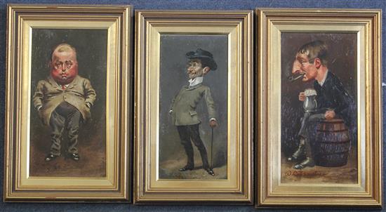 William Giles Baxter (1856-1888) Caricatures of gentlemen, 10.5 x 5.5in.